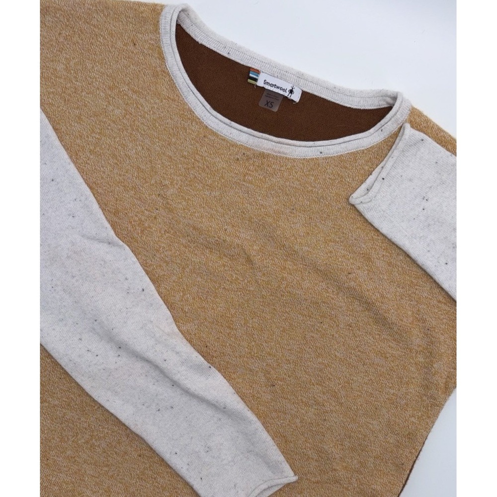 Smartwool Shadow Pine Colorblock‎ Wool Blend Sweater Brown Gold Beige XS